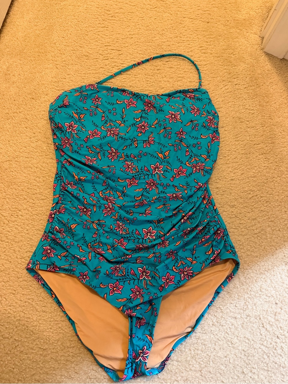J crew Teal Floral One-Piece Swimsuit
